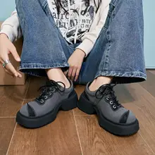厚底の太ヒールカジュアルシューズ【小柄向け・プレーンデザイン・秋冬用】