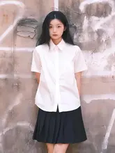 夏用 基本スタイル レディース白シャツ【ショートスリーブ・尖った襟・学校用】