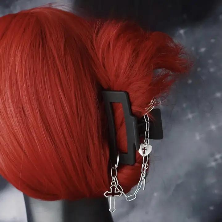 シャンパークリップ ヘアアクセサリー ハンドメイド プラスチック メタル ブラック ダーク系