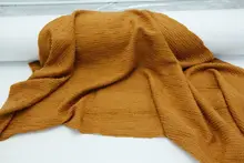 デザイン性のあるストレッチ カーキ色のストライプニットウール生地【カーディガン用】