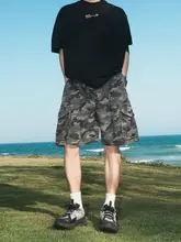 迷彩柄のメンズショートパンツ【カジュアルスタイル・コットンデニム・ゆったりフィット】（セットアップ対応）