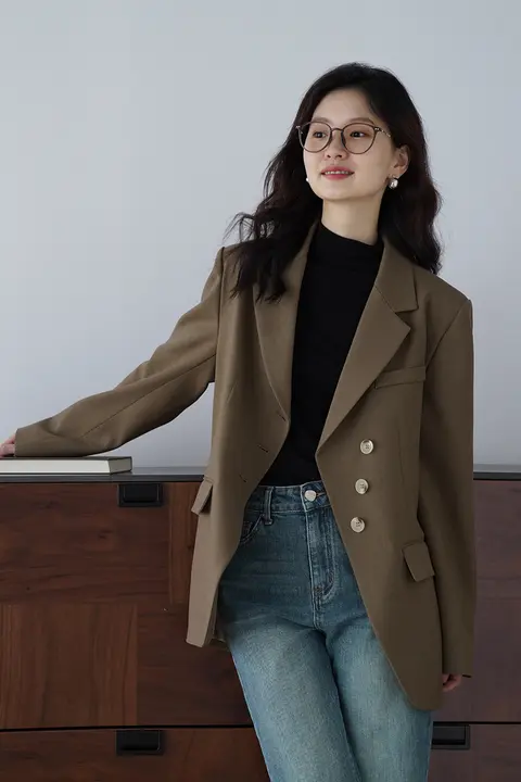 レトロデザインの女性用ジャケット【クールな雰囲気・ゆったりフィット】（セットアップ対応）