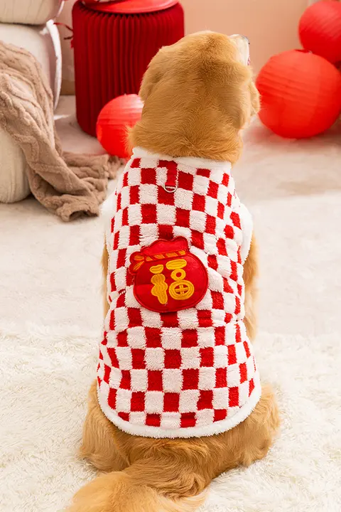 hipidog 犬用マフラー付きフリースコート【秋冬用・保温・大犬向け・ゴールデンレトリバー・ラブラドール】