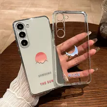 透明なスマートフォンケース【月と太陽デザイン・柔軟なTPU・衝撃吸収・カップル向け】