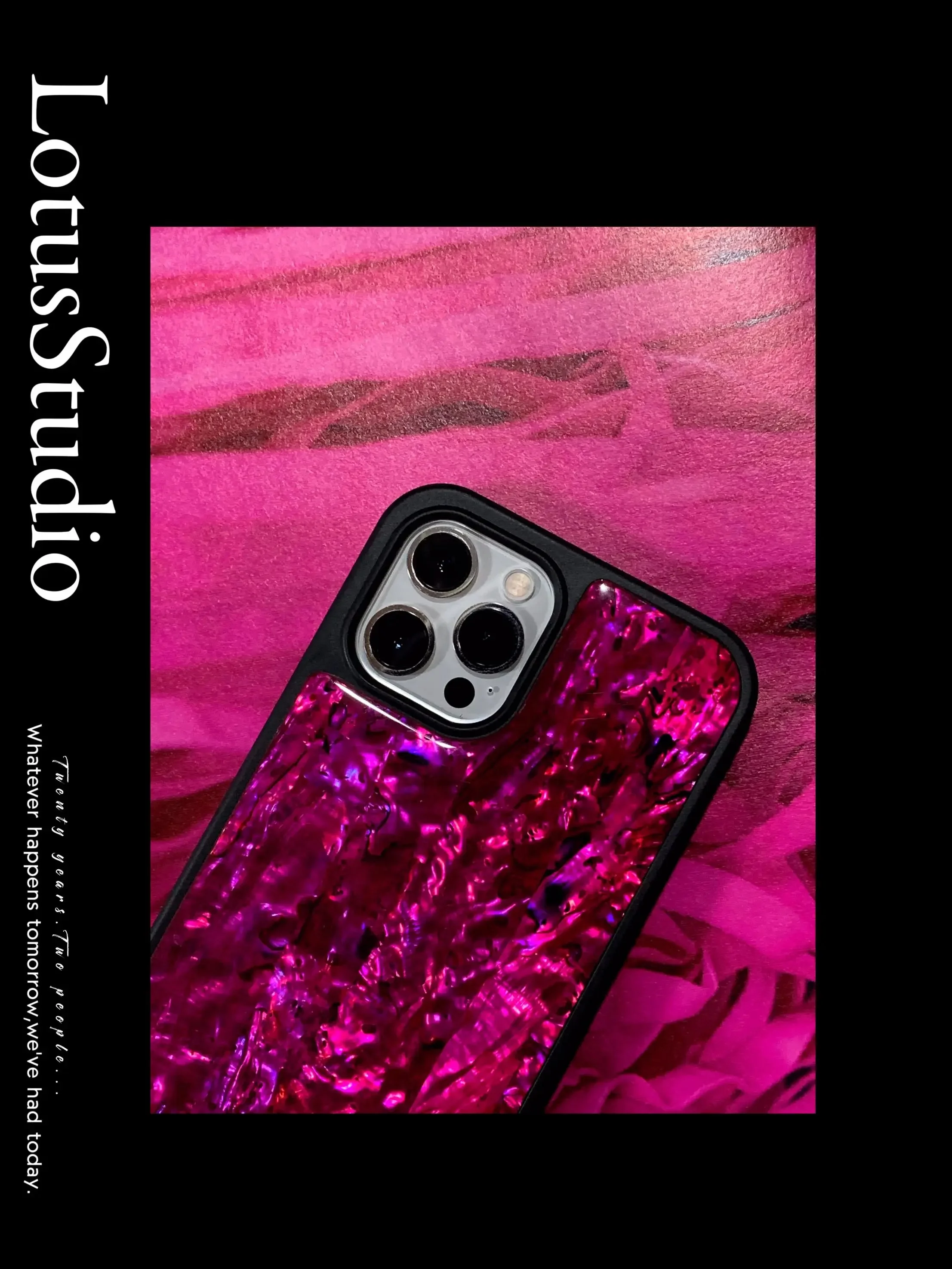 粉色紫の偏光ビンテージ真珠シェルスマホケース：iPhone11Max・iPhone7/8Plus対応の柔らかい全包型カバー