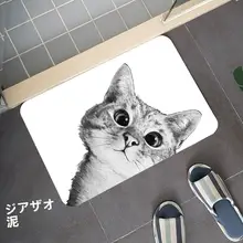 北欧風 猫のデザイン 脱衣所用珪藻土マット【吸水速乾・防滑・バスルーム用】