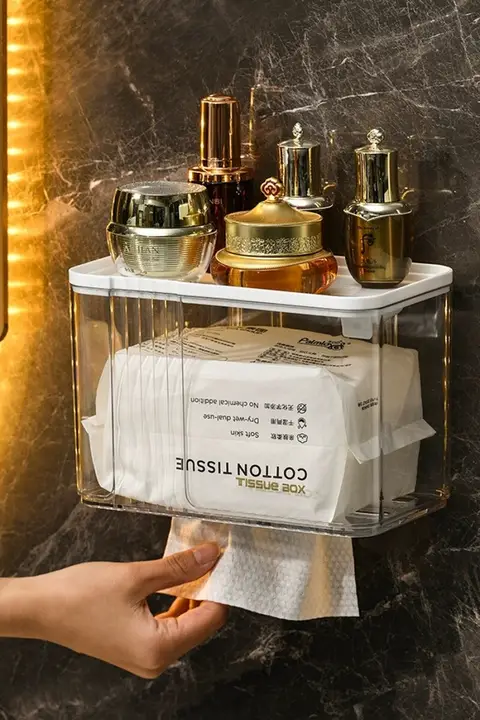 トイレットペーパー収納ボックス【防水・穴あけ不要・家庭用】