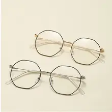 多角形メタルフレームのレトロ円形眼鏡【平レンズ・素顔用】