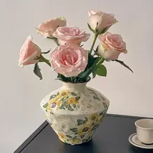 アメリカンレトロ陶器花瓶【水栽培・インテリア装飾用・陶器製】