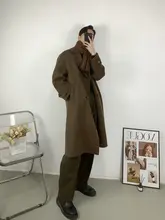 高級感あるウール混ロングパンツ【秋冬用・ハイウエスト・ワイドレッグ・フィット】