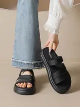 厚底サンダル【外出用・黒・フレンチスタイル・ソフトソール・夏用】
