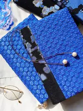 水の元素 A5手帳【ブルー・刺繍デザイン・手作り】