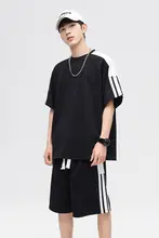 快適な氷絲素材のメンズ夏用スポーツウェア【薄手・速乾・半袖・ショートパンツ】（セットアップ対応）