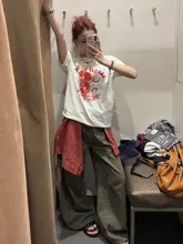 アメリカンレトロデザインの小悪魔プリント 半袖Tシャツ【夏用・ゆったりフィット】