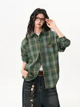 秋季カジュアルチェックシャツ【ユニセックス・レトロスタイル・プレーン・長袖】