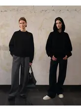 CHICJANE 高密度ウール混合ニットセーター【クルーネック・フード付き・軽やか】