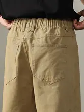 日本のシンプルさ カーキ ストレートカジュアルパンツ