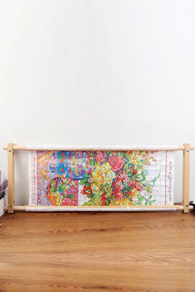 クロスステッチツール 小型調節可能な木製刺繍架 簡易刺繍 30.5*83.5cm