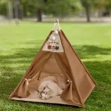 通年使用可能なペット用テント型ベッド【洗える・クローズタイプ・猫用・快適マット付き】（セットアップ対応）