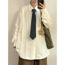 秋季のシンプルな無地デザイン！小褶入りフィット長袖シャツ（セットアップ対応）