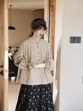 レトロ風ドールカラーシャツ【女性用・秋冬・可愛らしいデザイン】（セットアップ対応）