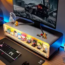 パソコンスタンド 卓上収納ラック 多機能 引き出し付き 高さアップ 照明アーム ノートPC モニター フィギュア飾り オフィス 在宅ワーク