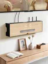 中古風Wi-Fiルーター収納ボックス【電子時計付き・ユニークデザイン・壁掛け用】