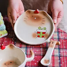 可愛いシャム猫デザインのプレート【新年用・高級感ある陶器】