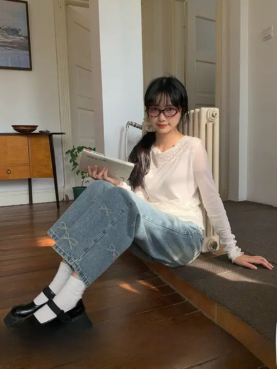 春用 不規則デザインのココナッツボタン付きトップス【多色・レイヤードスタイル】