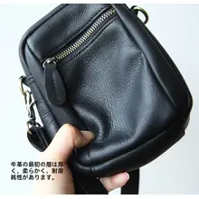 ブルーレザーグッズメンズ本革スモールバッグ牛革携帯電話バッグ