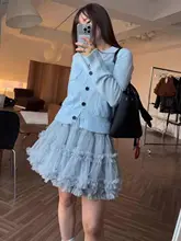 秋季デザインの重ねレイヤースカート【女性用・チュール・ふんわり・カジュアル】