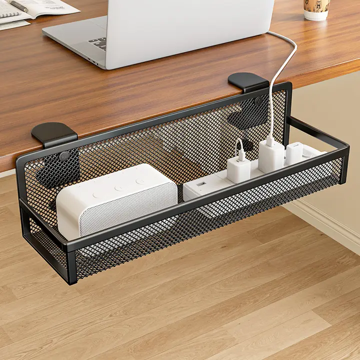 穴あけ不要！電源タップ固定器【コード収納・デスク下整理用】