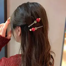 華やかな印象！赤いビーズとストーンのヘアクリップ【高級感あるサイドアクセサリー】