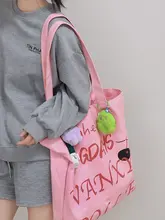 大容量ピンクキャンバストートバッグ【学生・通勤用・肩掛け可・グラフィティデザイン】