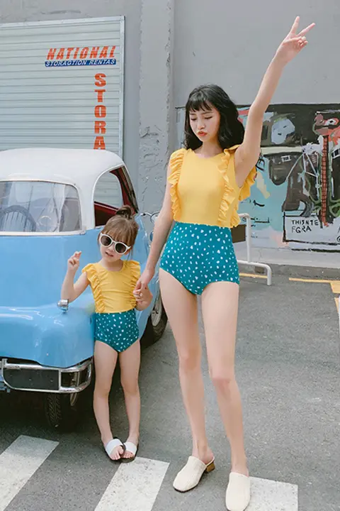母子兼用ワンピース水着【フリルデザイン・かわいい・子供用】（セットアップ対応）