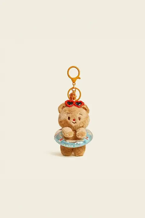 可愛いブラウンクマの毛むくじゃらぬいぐるみ【バッグチャーム・キーホルダー】
