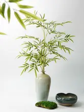 リアルな竹葉デザインのインテリア花瓶【禅スタイル・装飾用】
