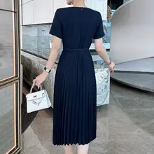 洗練されたデザイン！百褶Aラインドレス【膝下丈・ウエストきゅっと】（セットアップ対応）