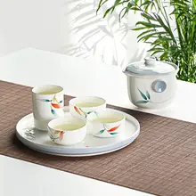 骨質陶器製 ティーカップ【茶水分離・紅バラデザイン・個人用・功夫茶】