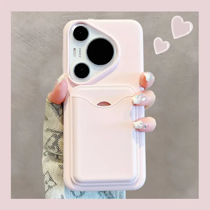 液体シリコンカードホルダー付きマグネット式スマホケース【全包・衝撃吸収・華為対応】