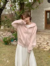 春にぴったりなピーチバブルフード付きスウェットパーカー【女性用・シンプルでしたデザイン】