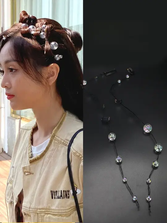 透明なパールヘアバンド【ロマンティックなバブルパール・編み込み飾り付き・ヘアアクセサリー】