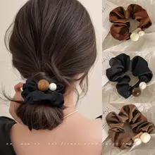 フランス風サテン素材のドレープヘアゴム【上質・スタイリッシュなシルク製・お団子ヘア用】