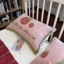 かわいい子供用枕カバー【全棉・四層ガーゼ・ボタン付き・2点セット・48x74cm】