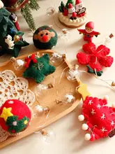 クリスマスライト スノーマン・トナカイ・ジンジャーブレッドマンのフェルトボール装飾【ハンドメイド・冬季用】