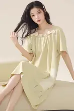 授乳対応のコットン製マタニティナightドレス【胸パッド付き・夏用】
