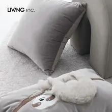 LIVING inc. モダンシンプルデザイン ベロアクッション【黒白灰・リビングやオフィス用】