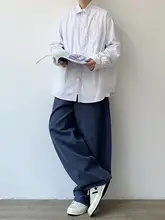 カジュアルストライプシャツ【男女兼用・春秋用・長袖・ゆったりシルエット】