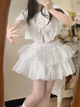 可愛いデザインのロリータ風フレアスカート【夏用・女性用・ケーキスカート】（セットアップ対応）