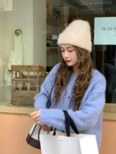 ニット帽 レディース スローーニー ホワイト モヘア風 防寒 秋冬